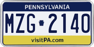 PA license plate MZG2140