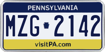 PA license plate MZG2142