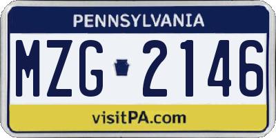 PA license plate MZG2146