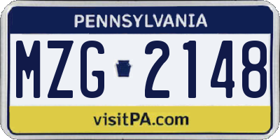 PA license plate MZG2148