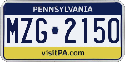 PA license plate MZG2150