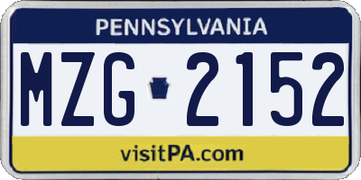 PA license plate MZG2152