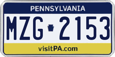 PA license plate MZG2153