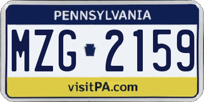PA license plate MZG2159