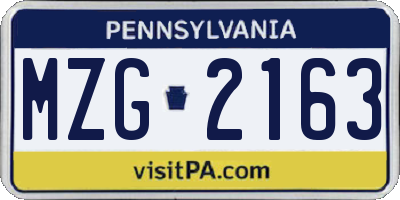 PA license plate MZG2163