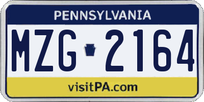 PA license plate MZG2164