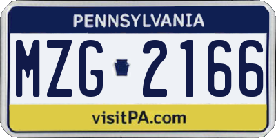 PA license plate MZG2166