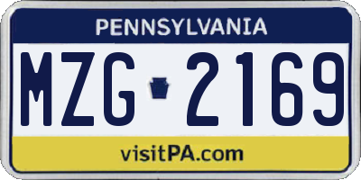 PA license plate MZG2169