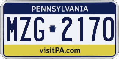 PA license plate MZG2170