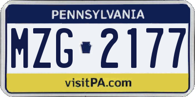 PA license plate MZG2177