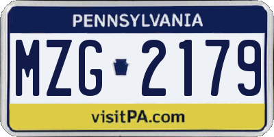 PA license plate MZG2179