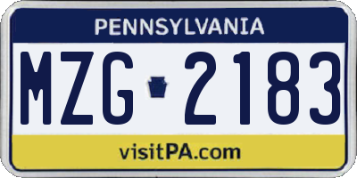 PA license plate MZG2183