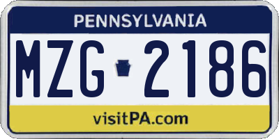 PA license plate MZG2186