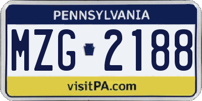 PA license plate MZG2188