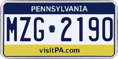 PA license plate MZG2190