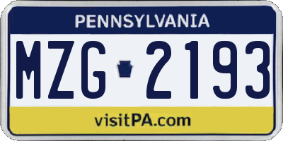 PA license plate MZG2193