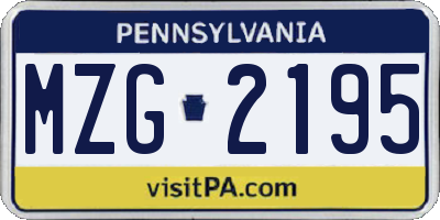 PA license plate MZG2195