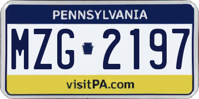 PA license plate MZG2197