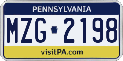 PA license plate MZG2198