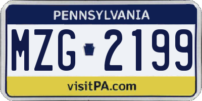 PA license plate MZG2199