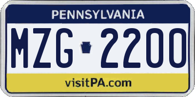 PA license plate MZG2200