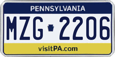 PA license plate MZG2206