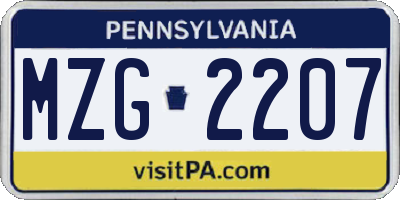 PA license plate MZG2207