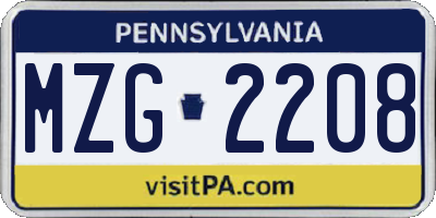 PA license plate MZG2208