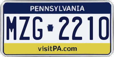 PA license plate MZG2210