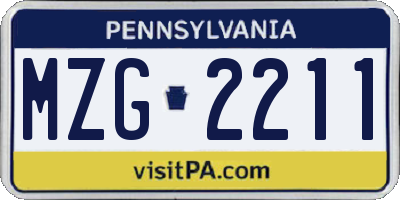 PA license plate MZG2211