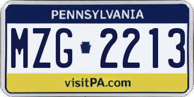 PA license plate MZG2213
