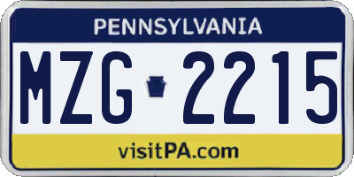 PA license plate MZG2215