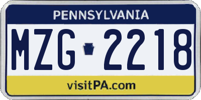 PA license plate MZG2218