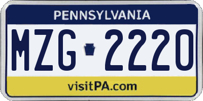PA license plate MZG2220