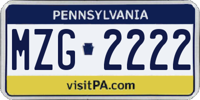 PA license plate MZG2222