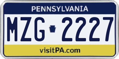 PA license plate MZG2227
