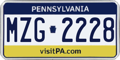 PA license plate MZG2228