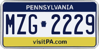 PA license plate MZG2229