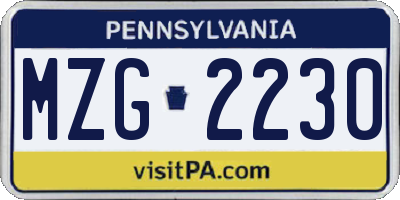 PA license plate MZG2230