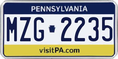PA license plate MZG2235