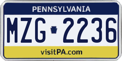 PA license plate MZG2236