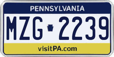 PA license plate MZG2239