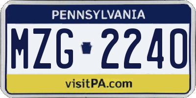 PA license plate MZG2240