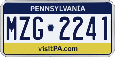 PA license plate MZG2241