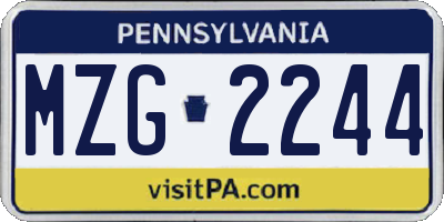 PA license plate MZG2244