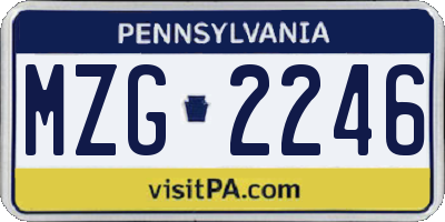 PA license plate MZG2246