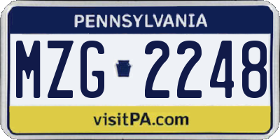 PA license plate MZG2248