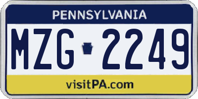 PA license plate MZG2249