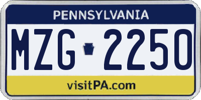 PA license plate MZG2250