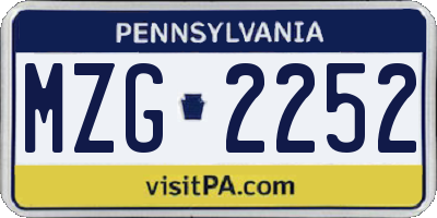 PA license plate MZG2252